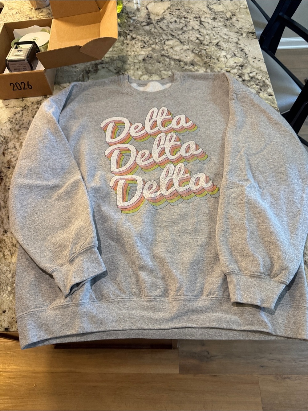 Delta Delta Delta Print Gray Crewneck Sweatshirt